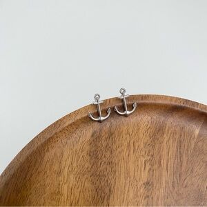 4/$15 Silver Sailor Anchor Small Earrings Studs